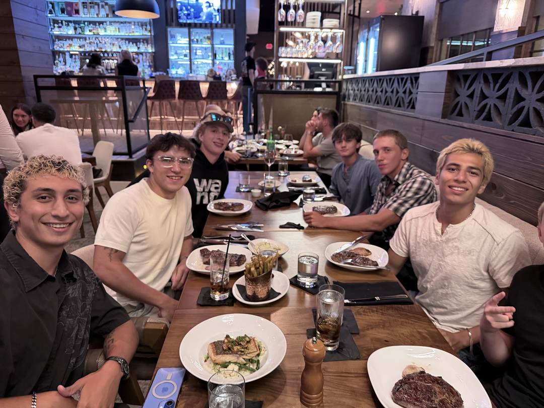 The team out to dinner together