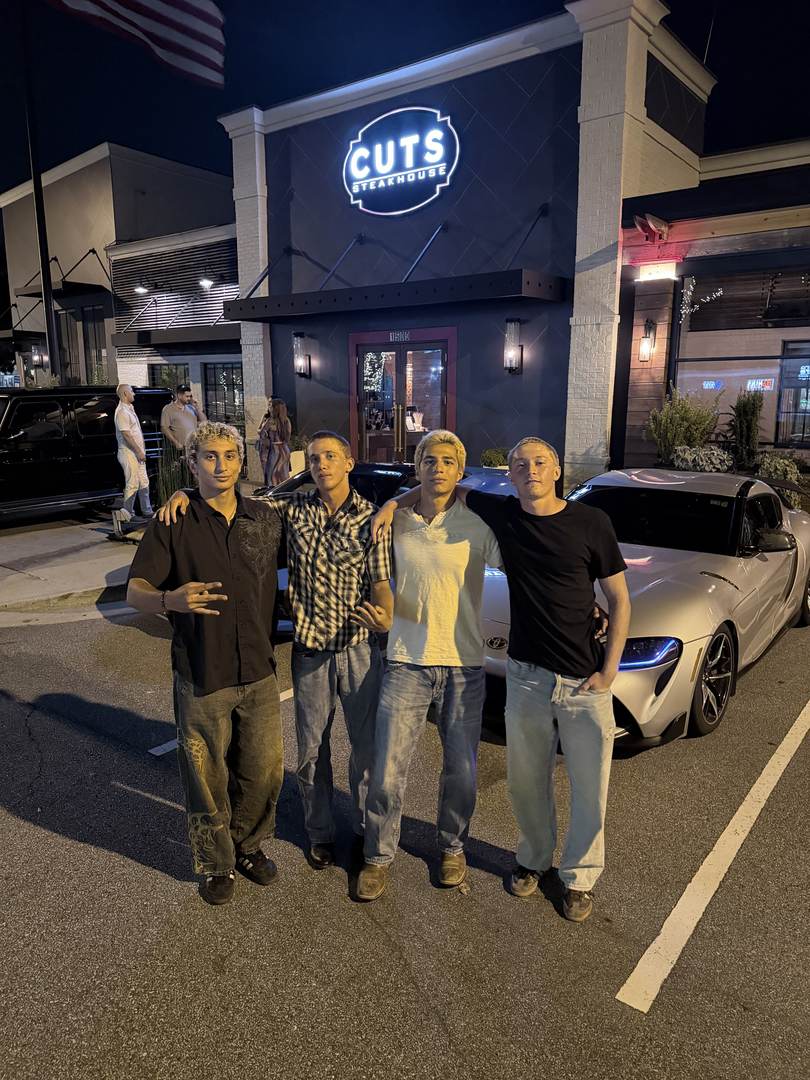 The team out together at night