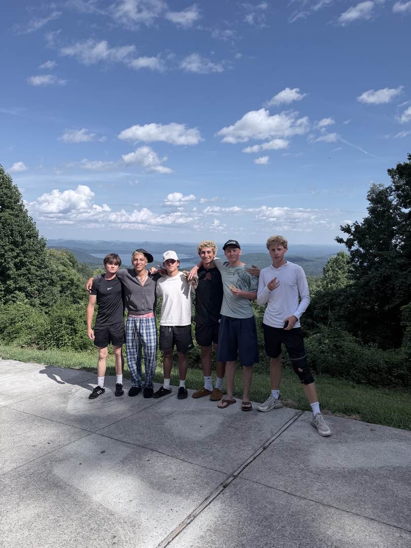 The team on a day off at an overlook